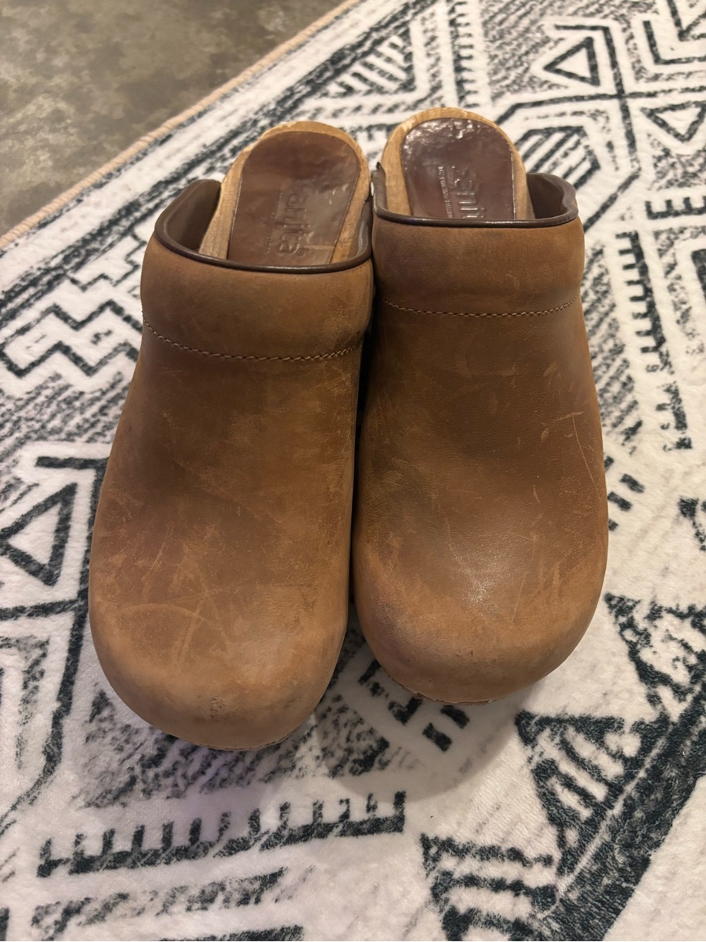 Sanita light brown slip on, backless clog in 7.5